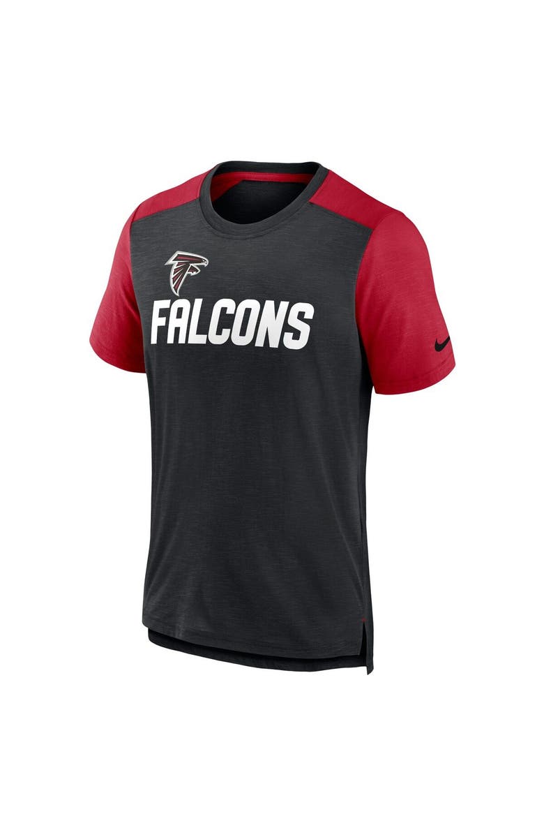 Nike Men's Nike Heathered Black/Heathered Red Atlanta Falcons Color Block Team Name T-Shirt, Alternate, color, Heather Black