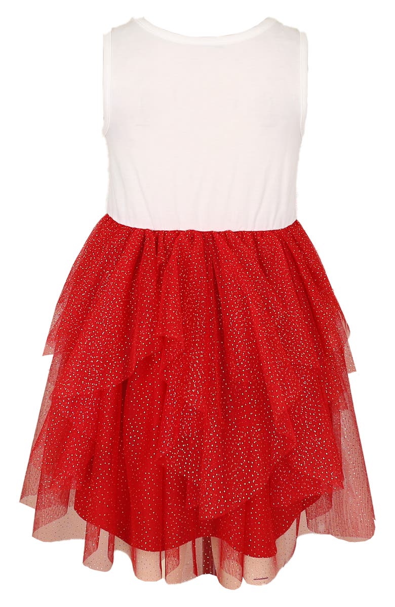 Zunie Kids' Unicorn Party Dress & Faux Fur Cardigan Set, Alternate, color, Ivory/ Red