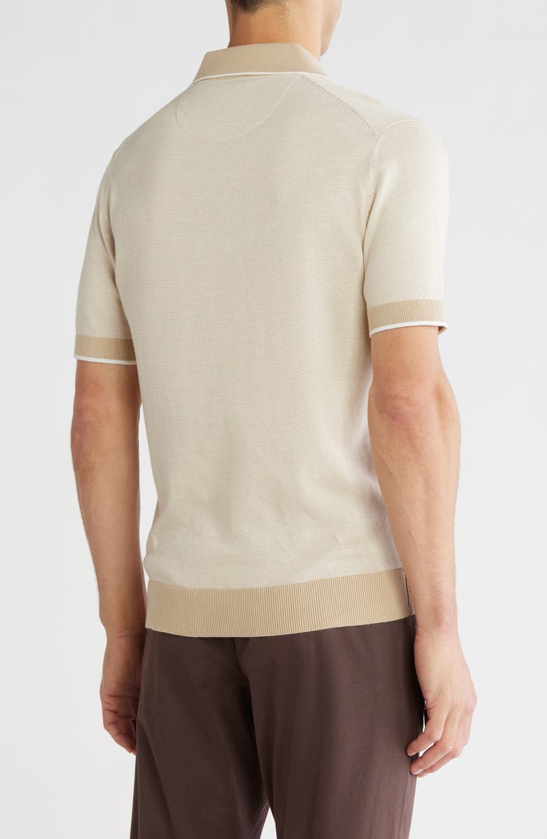 DENIM AND FLOWER Tipped Zip Cotton Polo, Alternate, color,