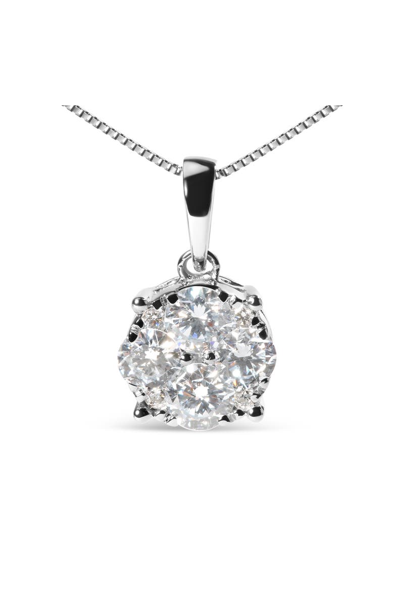 Haus of Brilliance 14k White 1.00 Cttw Lab Grown Diamond Cluster Pendant Necklace, Alternate, color, White