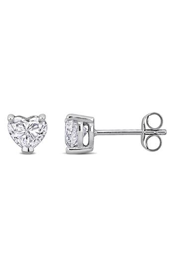 Created Forever Lab-grown Diamond Heart Stud Earrings In White