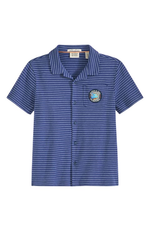 Kids' Stripe Cotton Jersey Piqué Polo (Little Kid & Big Kid)
