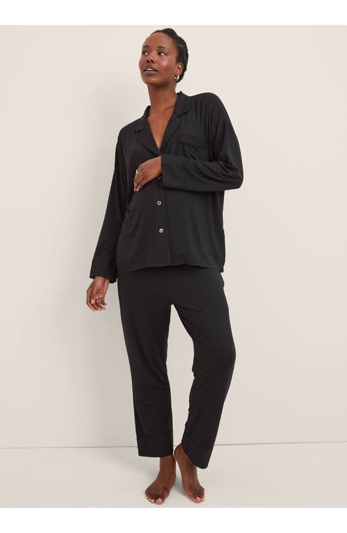 Hatch Collection Ultra Soft Maternity Jersey 2 Pieces Pajama Set In Black