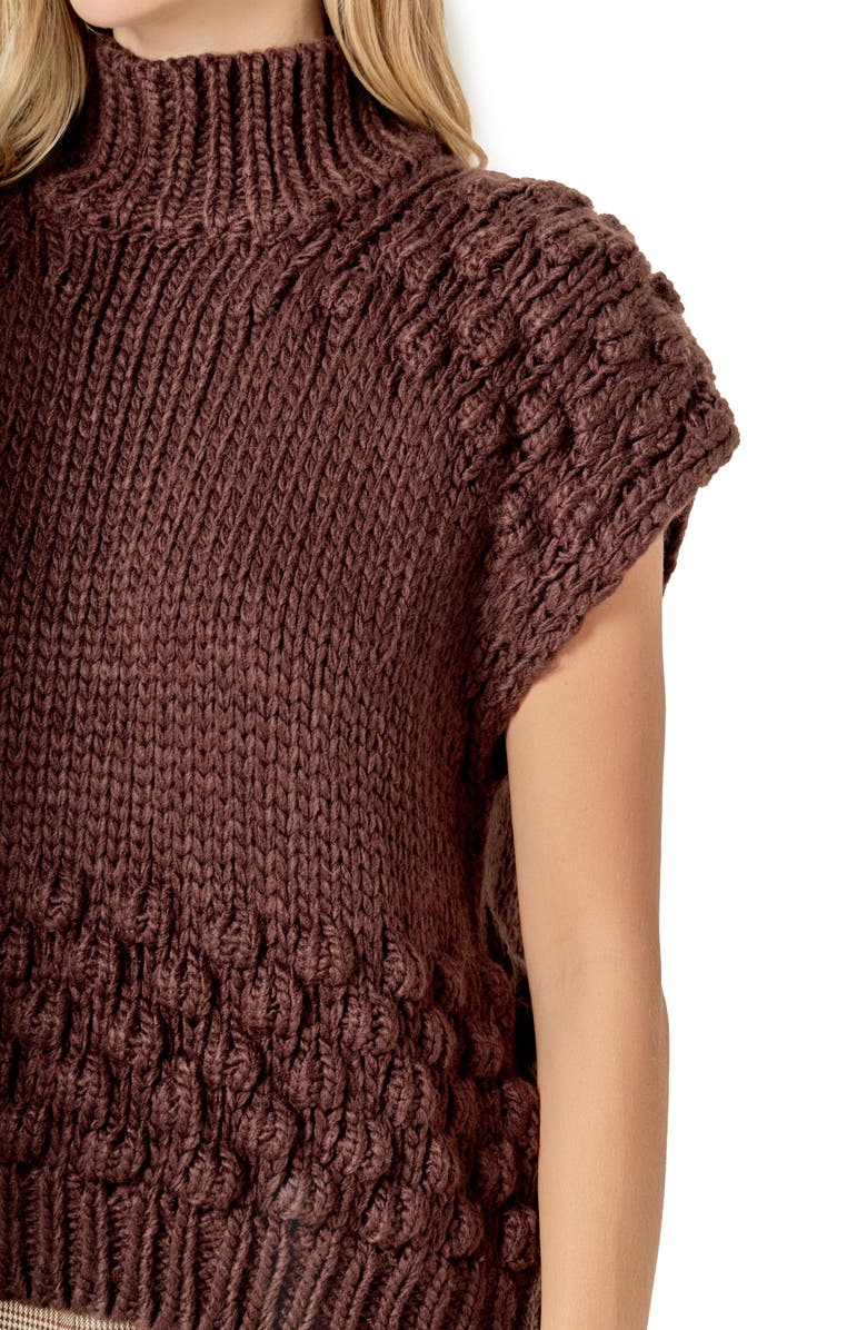 English Factory Bubble Turtleneck Sweater, Alternate, color, Brown