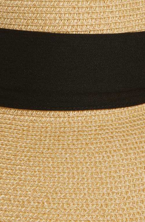 Vince Camuto Flip Up Straw Floppy Hat In Natural Black