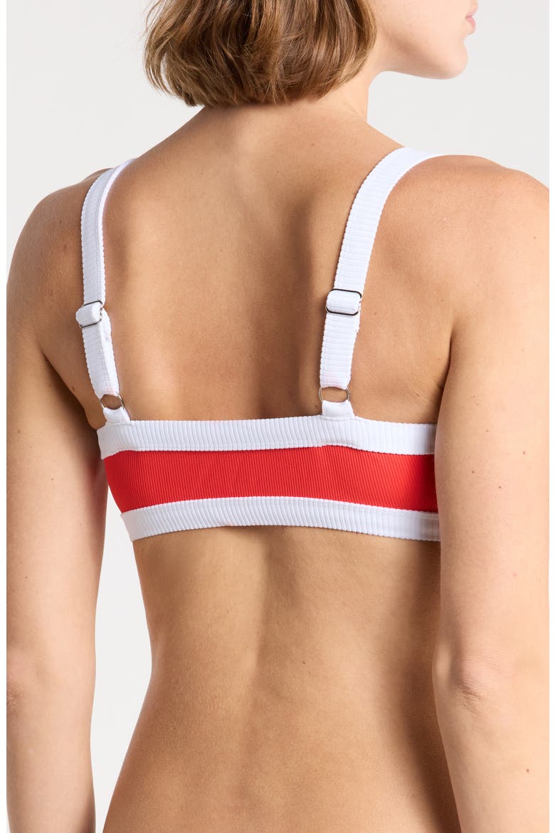 Kelly Ribbed Bikini Top, Alternate, color, POPPY/ WHITE RIB