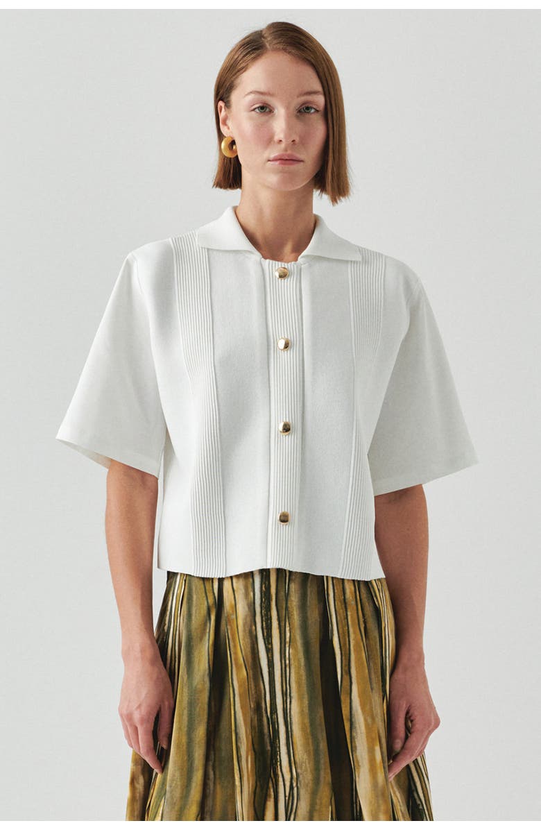 Exquise Marilyn Short Sleeve Poplin Shirt, Main, color, Ecru