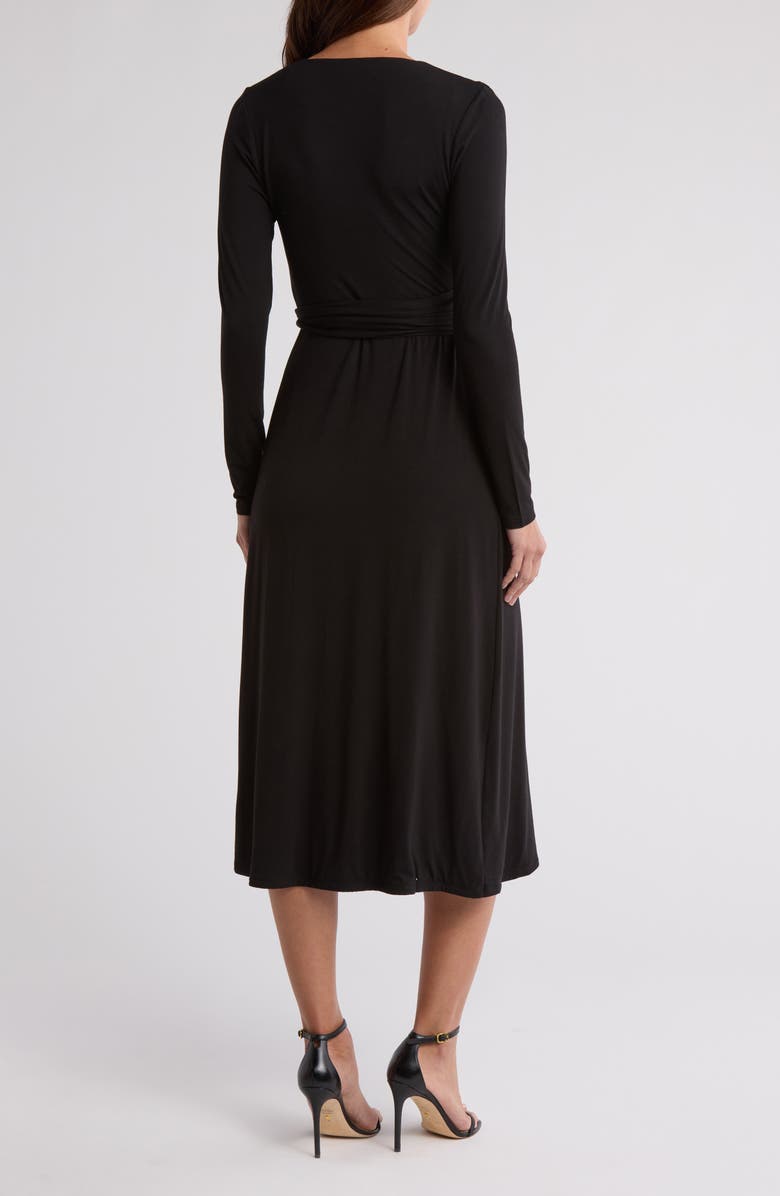 Good American Long Sleeve Faux Wrap Dress, Alternate, color, 