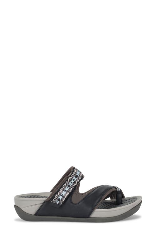 Baretraps Deserae Womens Faux Leather Slip On Sport Sandals In Black Multi