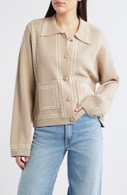 Wit & Wisdom Dot Stripe Collar Cardigan