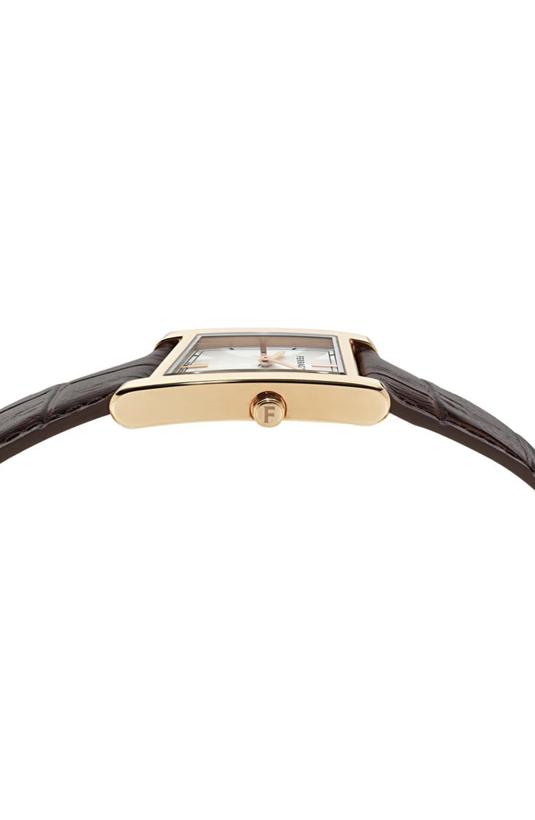 FERRAGAMO Asymetrique Leather Strap Watch, 24mm x 39mm, Alternate, color, Ip Rose Gold