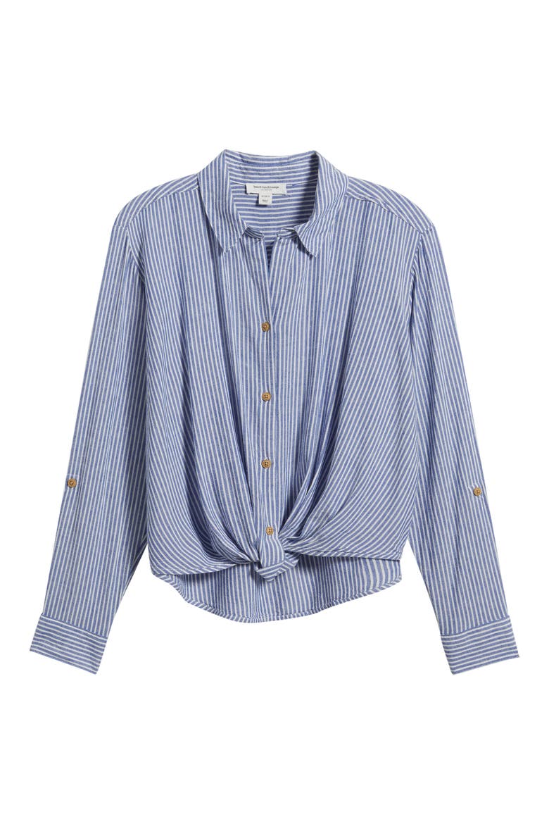 Vivica Stripe Twist Hem Button-Up Shirt, Alternate, color, OCEAN VEIL