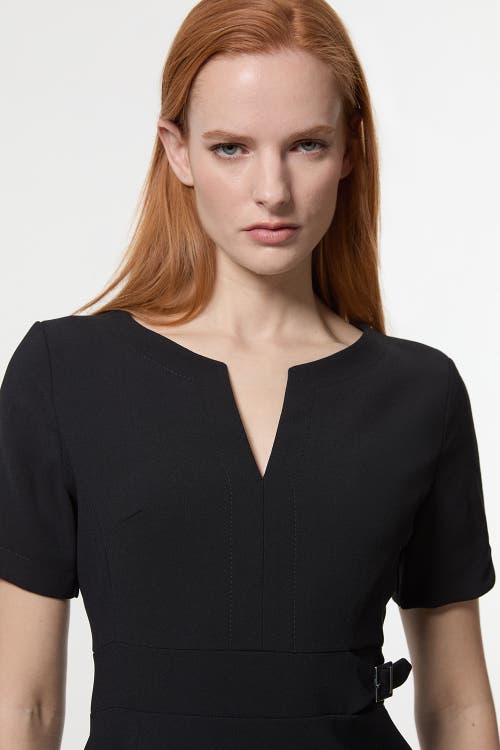 Karen Millen Military Pleat Mini Dress In Black
