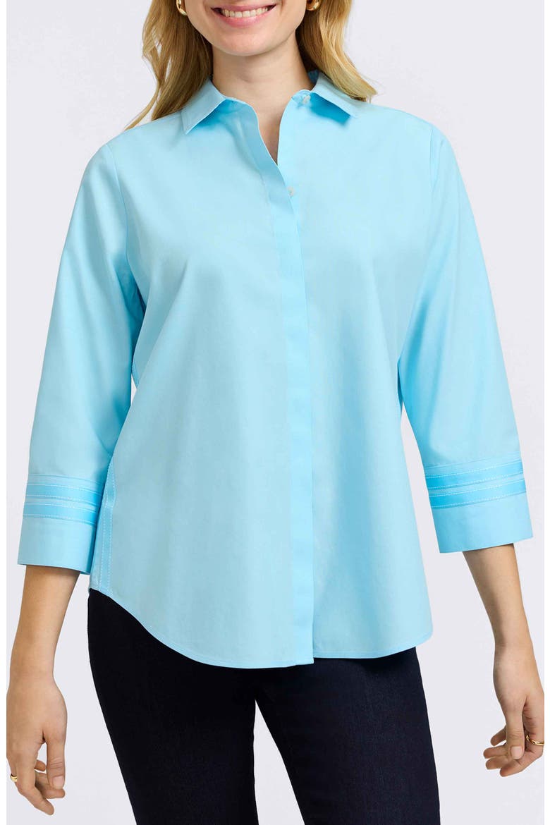 Brooke Grosgrain Trim Button-Up Shirt, Main, color, SOFT AQUA