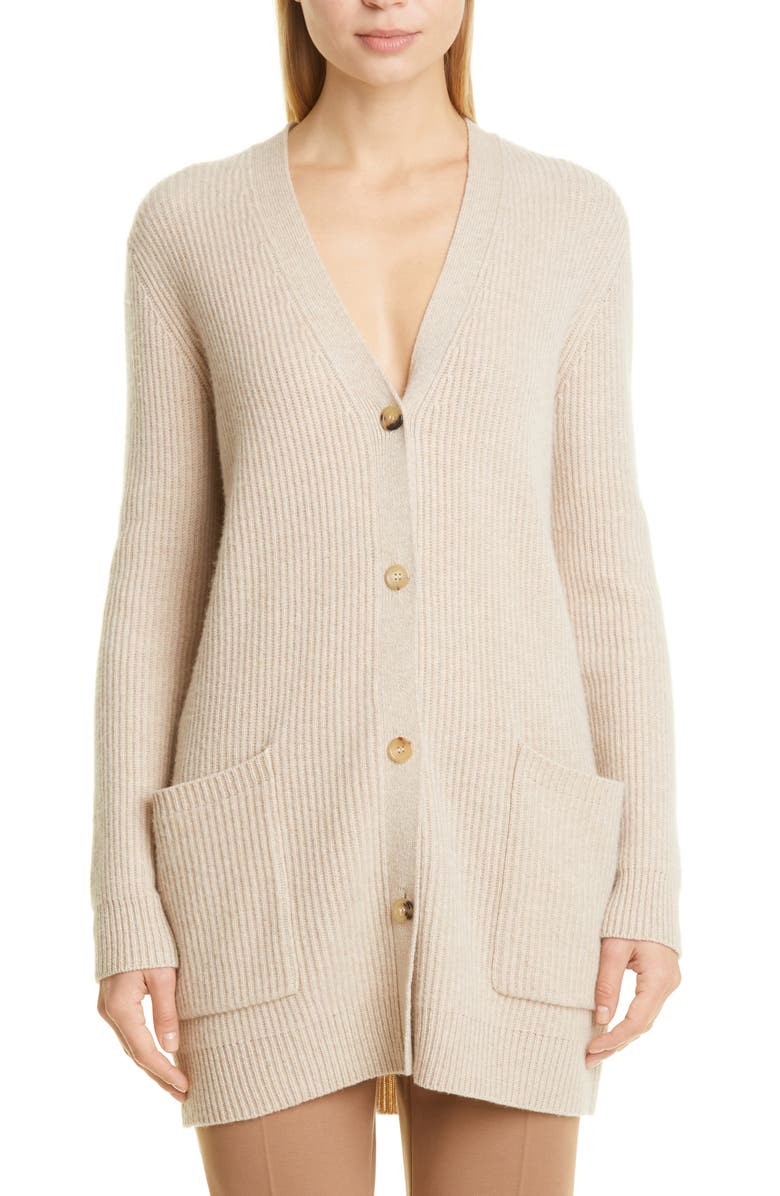 Max Mara Pablo Rib Cashmere Long Cardigan, Main, color, 