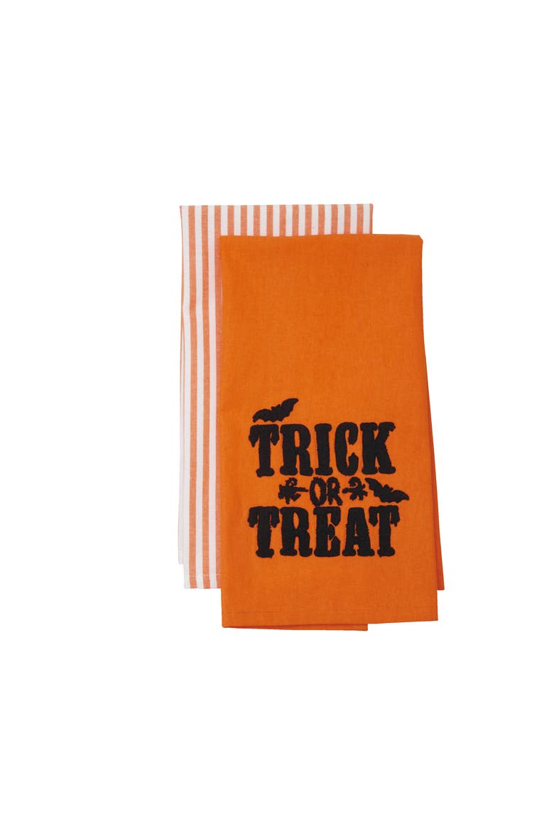 Trick or Treat Stripe Towel Set of 2, Main, color, Black