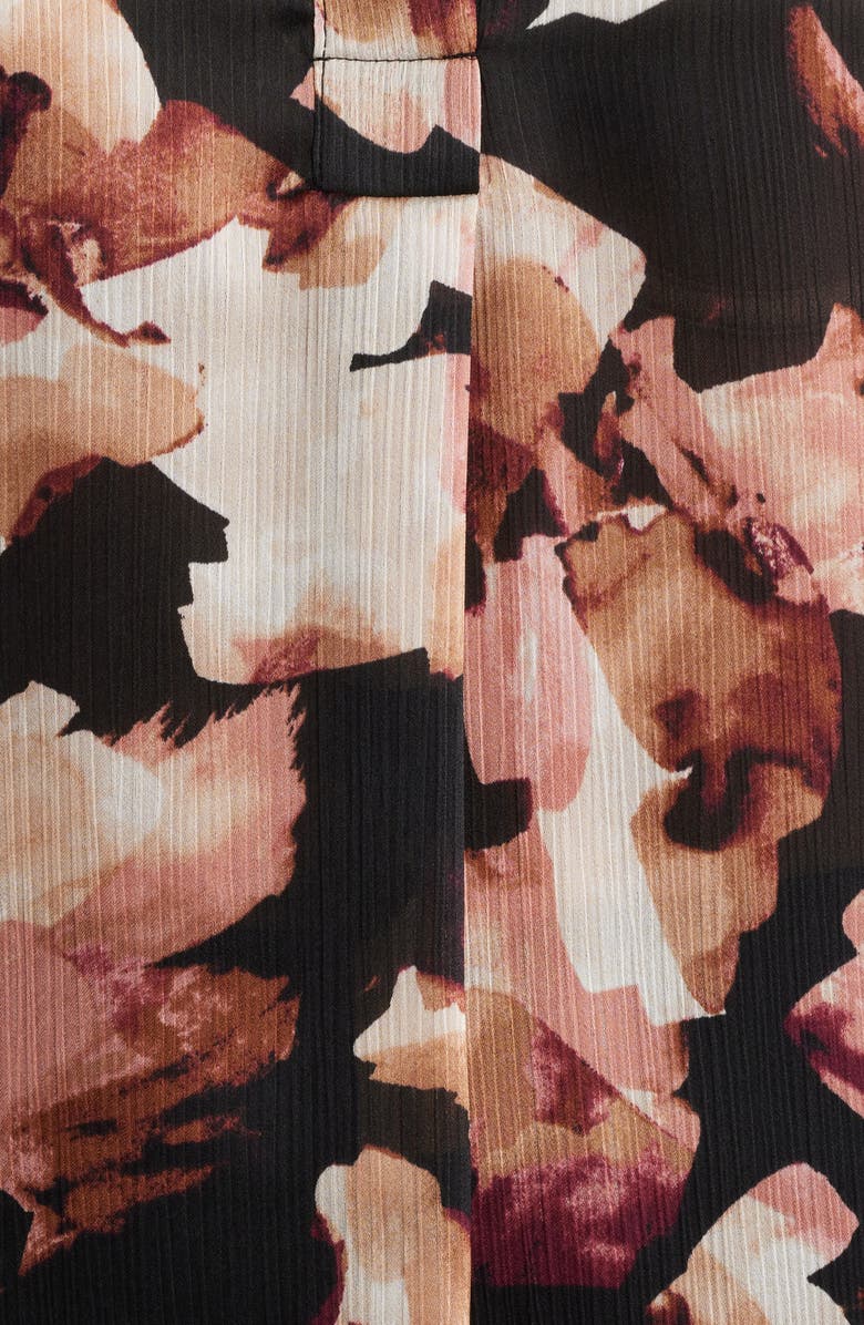 Anne Klein Printed Textured Crepe Long Sleeve Top, Alternate, color, Anne Black Multi