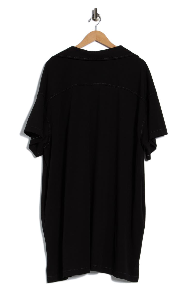 MAX STUDIO Short Sleeve Shirtdress, Alternate, color, Black/ White Stitch