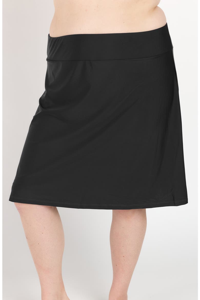 Plus Size Knee Length Swim Skort With Bike Shorts, Main, color, Black