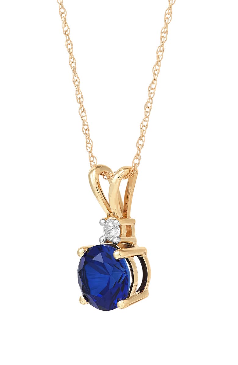 Frankie & Zoe 10K Yellow Gold Lab Grown Sapphire & Lab Grown Diamond Pendant Necklace, Alternate, color, Yellow Gold