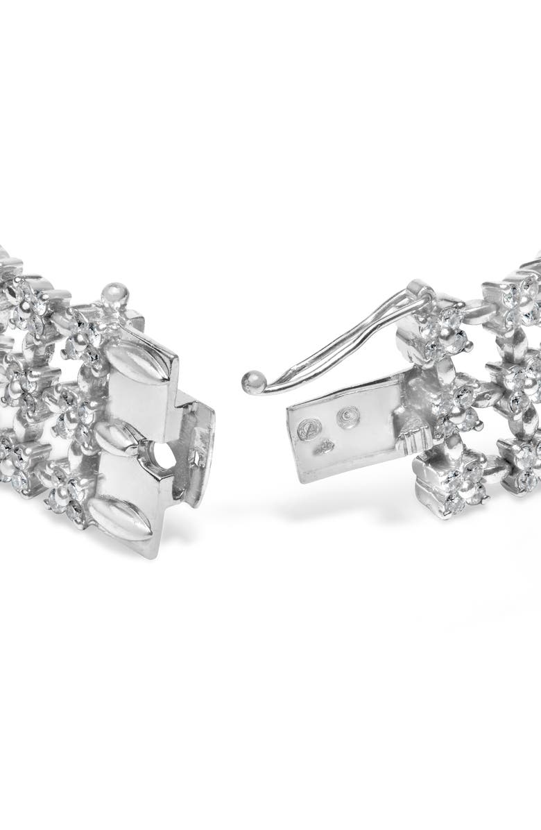 Haus of Brilliance 18K White Gold 7 1/2 Cttw Diamond 3 Row Floral Link Bracelet, Alternate, color, White