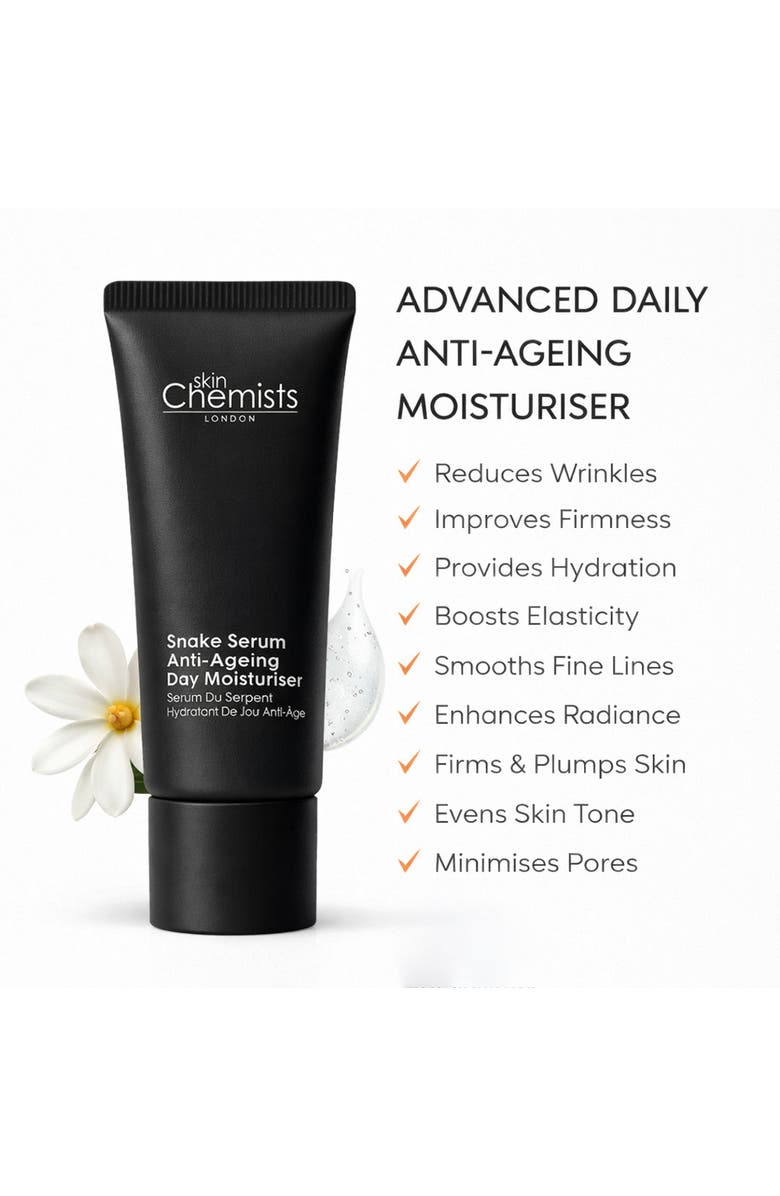 SKINCHEMISTS Snake Serum Anti-Ageing Day Moisturiser 50ml for Loss of Firmness, Fine Lines & Wrinkles, Alternate, color, White