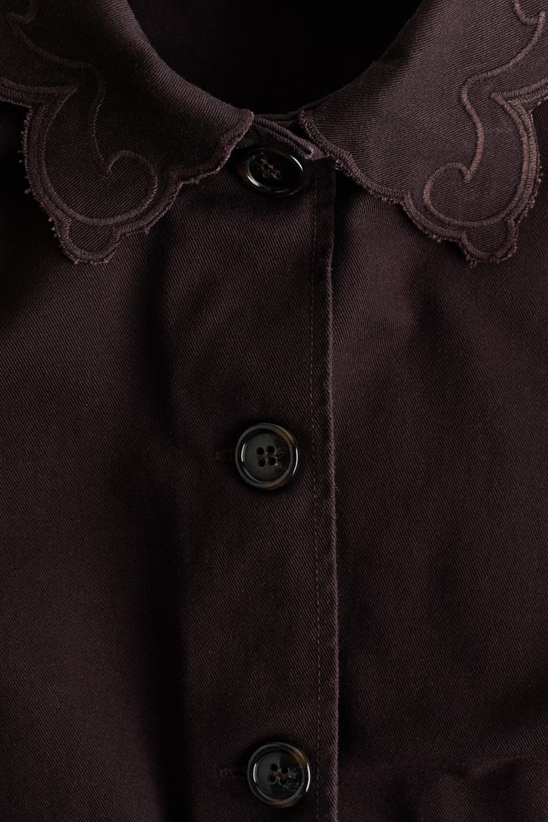 Twill Jacket With Eyelet Embroidery, Alternate, color, Dark brown