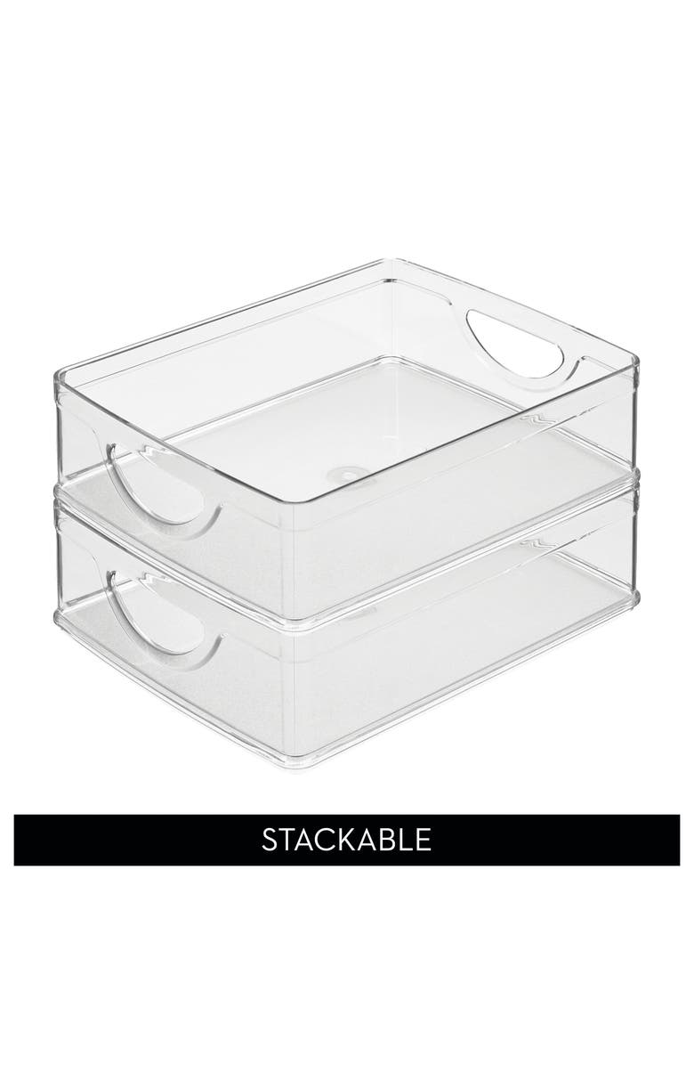 iDesign Stackable Pantry Bin with Handles - Set of 2 - Clear - Made in USA, Alternate, color, Clear