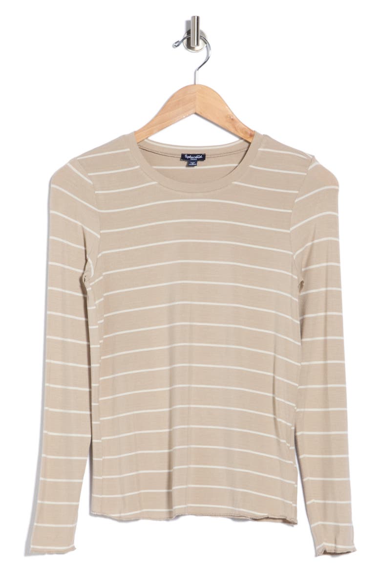 Stripe Long Sleeve T-Shirt, Alternate, color, FAWN/MOONSTONE