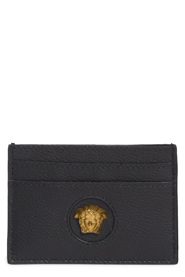 Medusa Card Case, Main, color, BLACK-VERSACE GOLD
