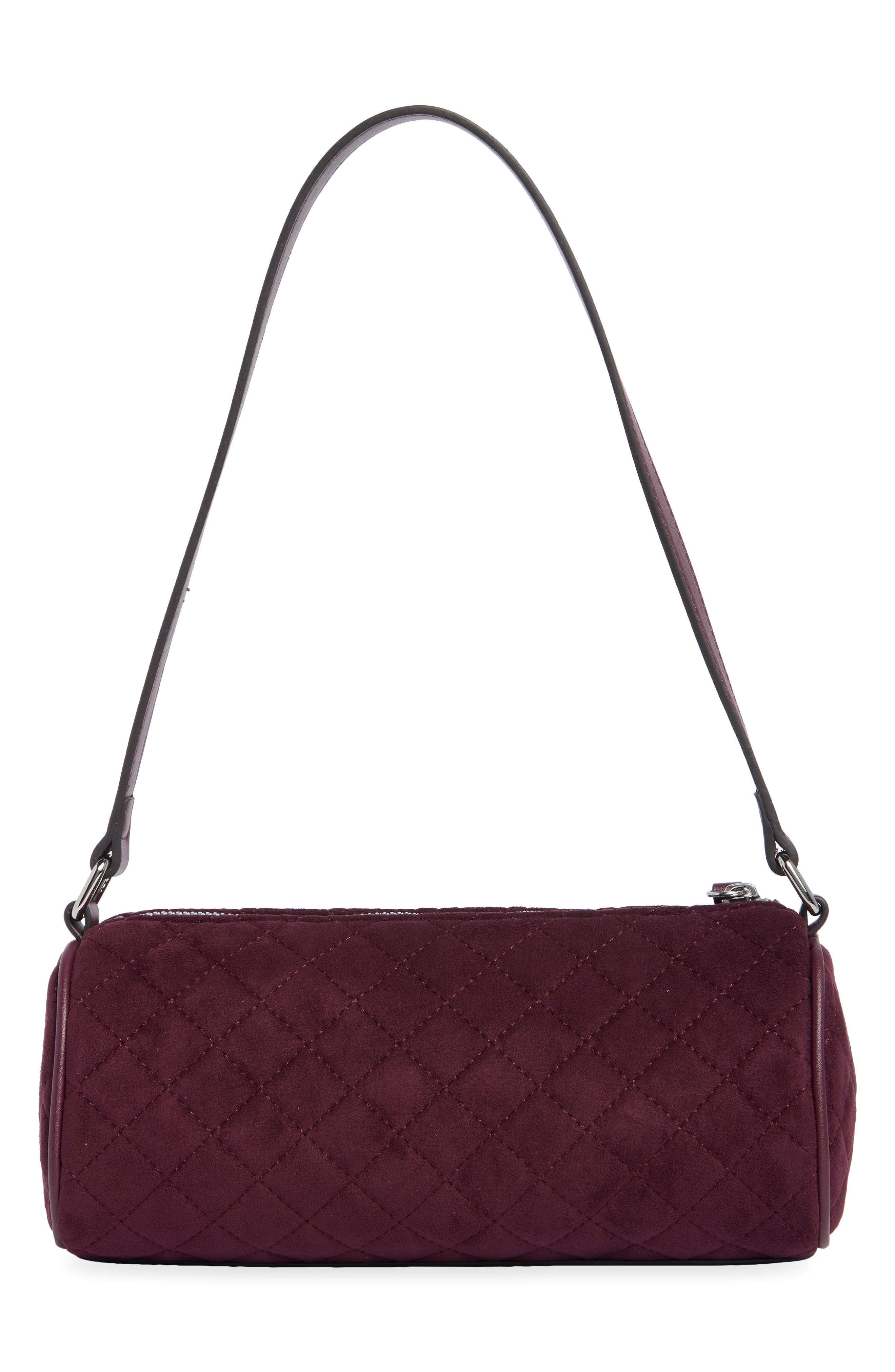 Storme Quilted Faux Suede Shoulder Bag, Alternate, color, BOYSENBERRY