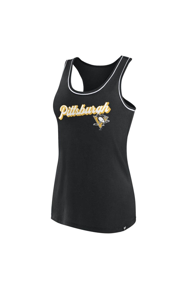 FANATICS Women's Fanatics Branded Black Pittsburgh Penguins Wordmark Logo Racerback Scoop Neck Tank Top, Alternate, color, Black