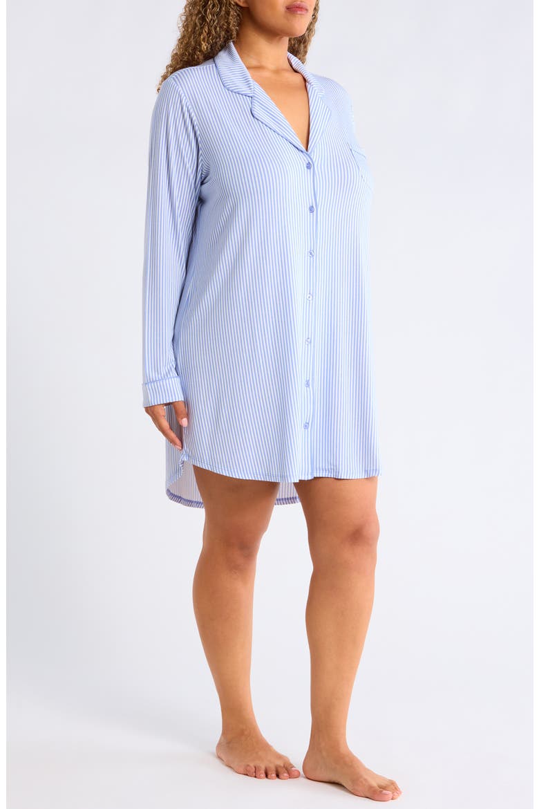 Moonlight Nightshirt, Alternate, color, BLUE - IVORY SKINNY STRIPE