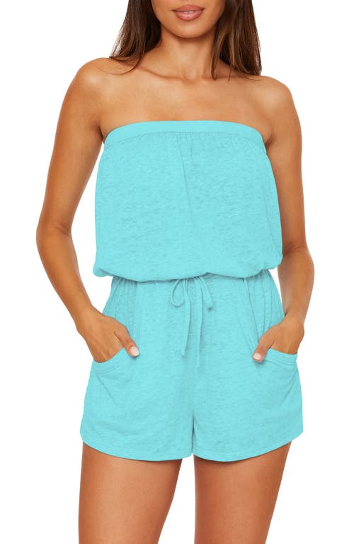 Becca Beach Date Strapless Cover-up Romper In Blue