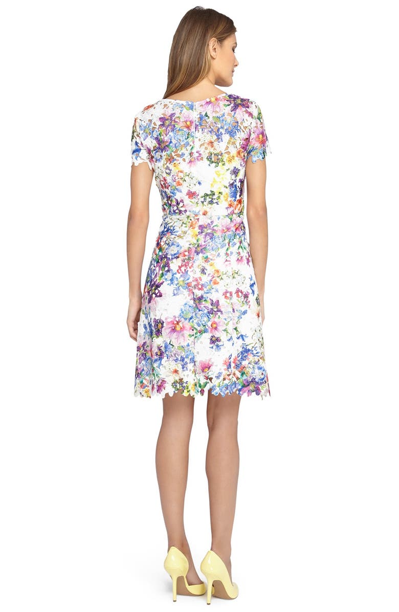 Tahari Floral Lace Fit & Flare Dress, Alternate, color,