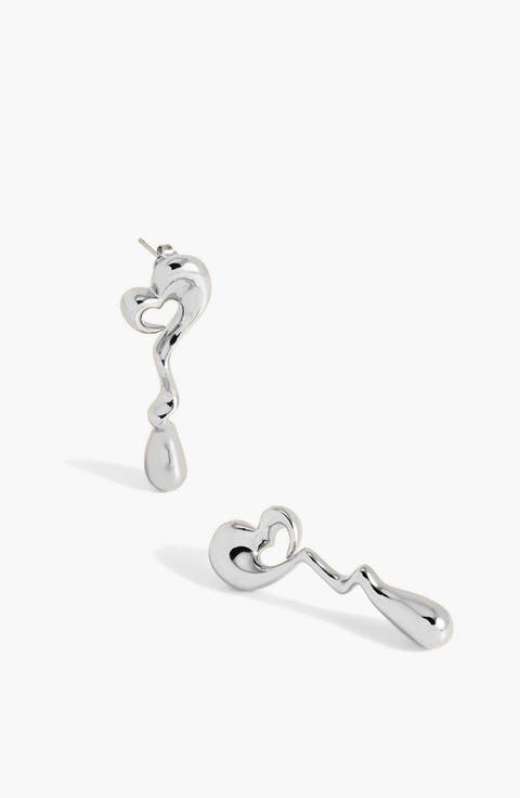 Agaoi Drop Face On Stud Earrings In Silver