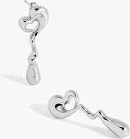 YOJ Agaoi Drop Face On Stud Earrings In Silver