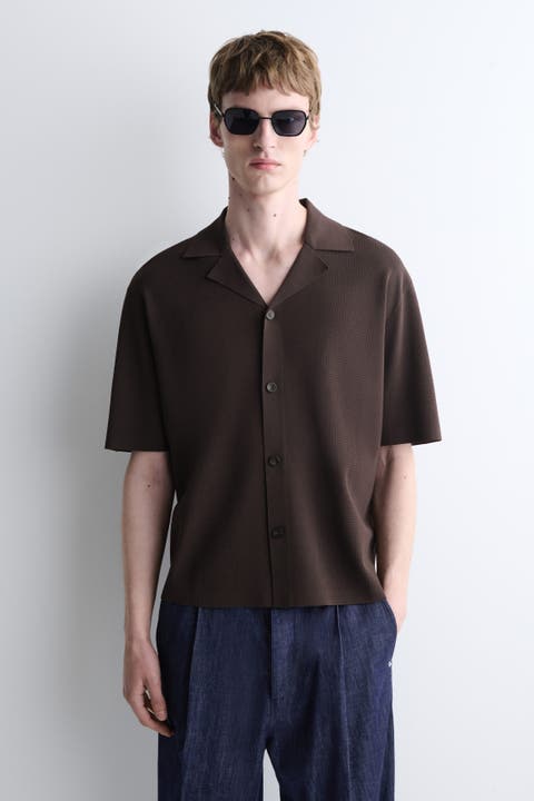 Perforated Knitted Short-Sleeved Shirt