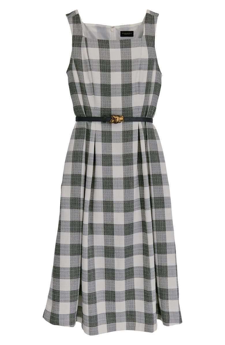 Donna Karan New York Check Sleeveless Midi Dress, Alternate, color, Black Cream