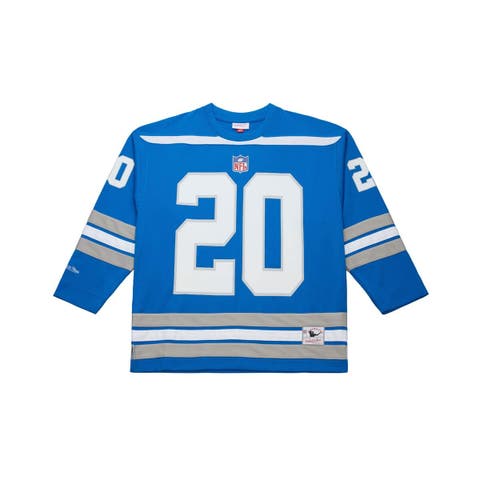 Men's Mitchell & Ness Barry Sanders Blue Detroit Lions Maxxed Out Fashion Hockey Jersey