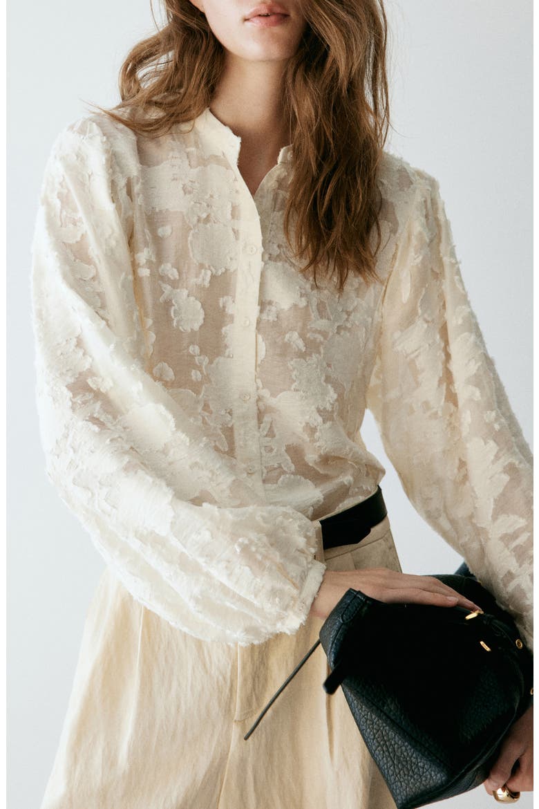 Vivi Tonal Jacquard Top, Main, color, OFF WHITE