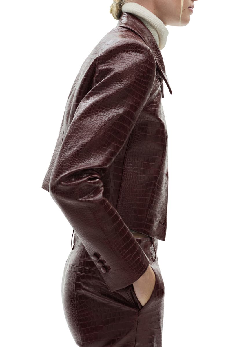 MANGO Doris Croc Embossed Faux Leather Jacket, Alternate, color, 