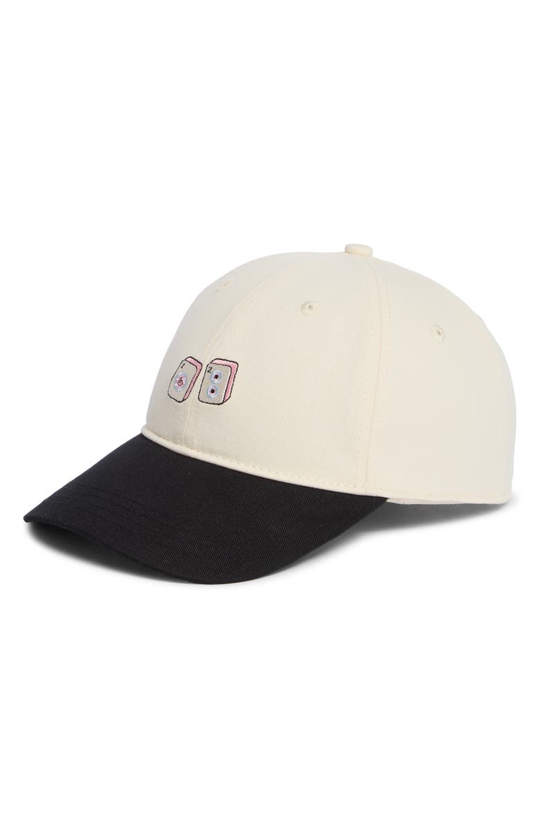 FRASIER STERLING Mahjong Embroidered Baseball Cap, Main, color, Cream