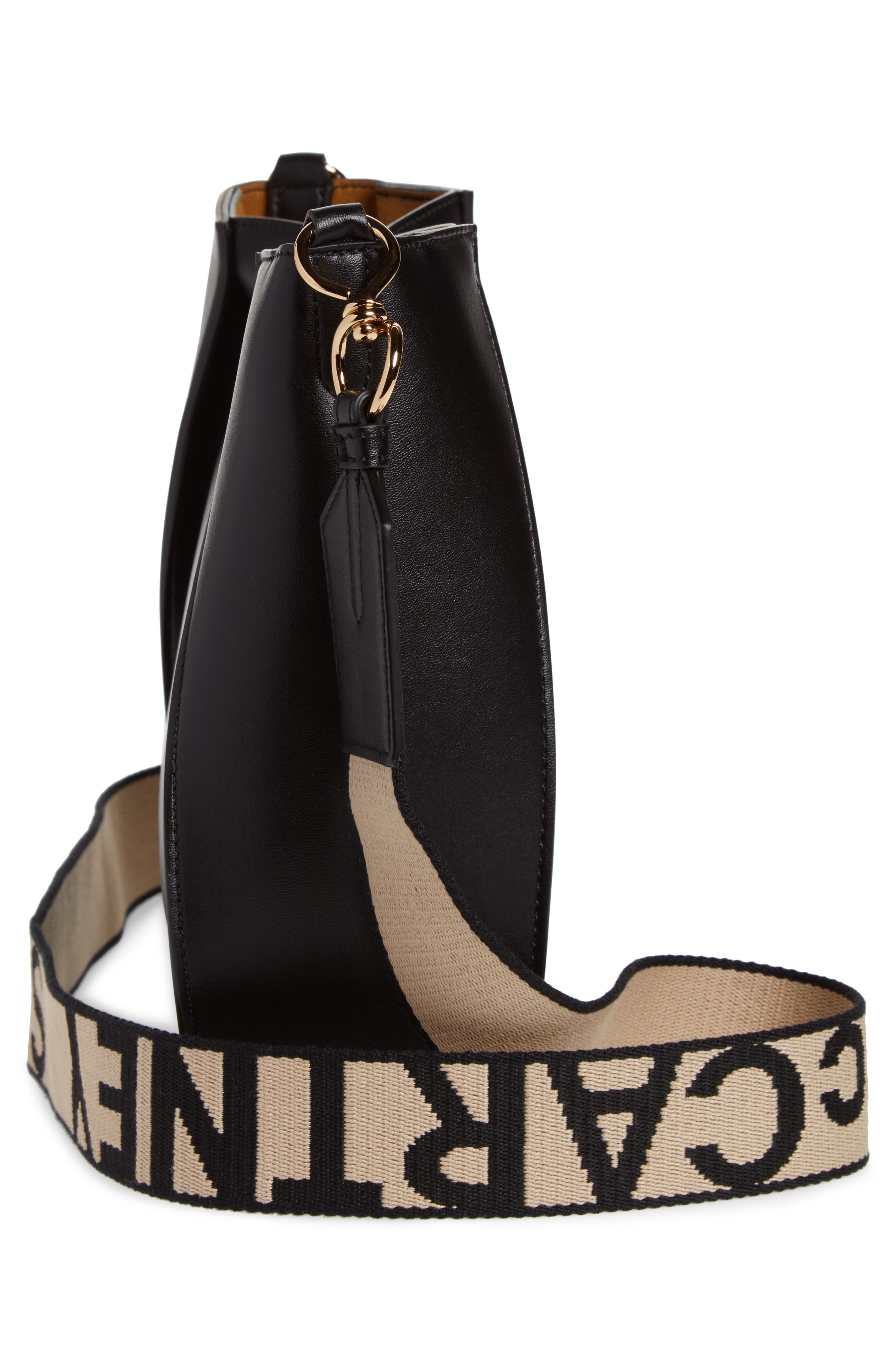 Perforated Logo Faux Leather Crossbody Bag, Alternate, color, BLACK