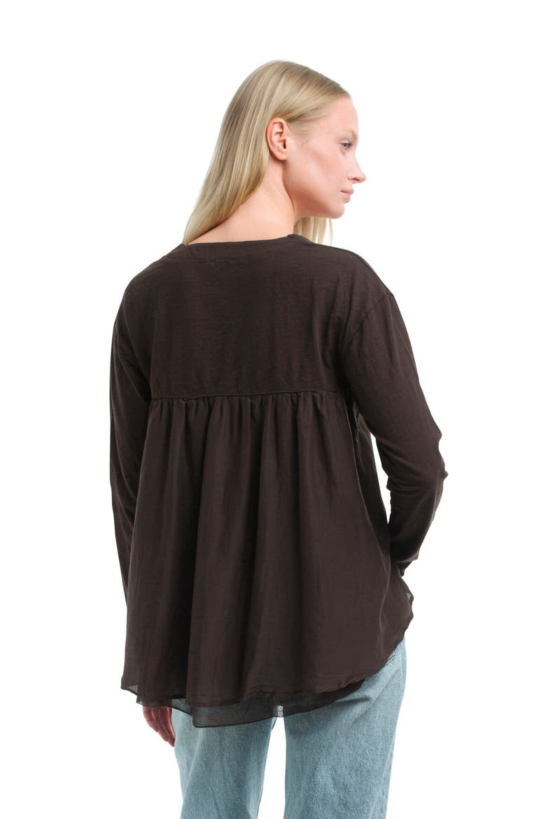 Button Front Mixed Cardigan, Alternate, color, Chocolate Torte