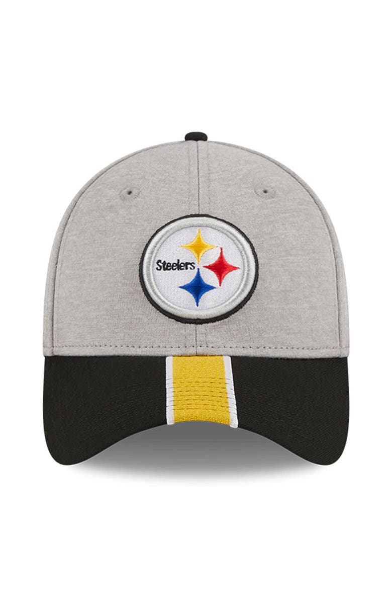 New Era Men's New Era Heather Gray/Black Pittsburgh Steelers Striped 39THIRTY Flex Hat, Alternate, color,