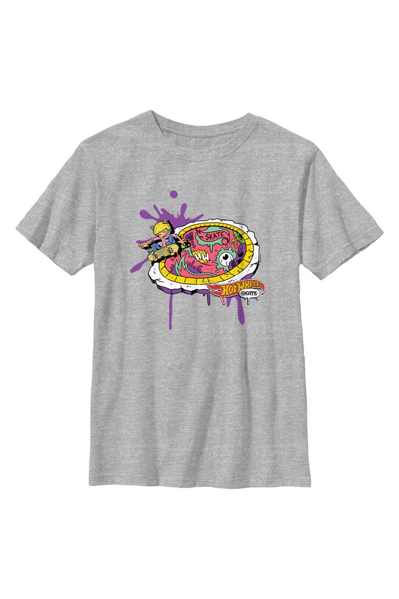 Boys Hot Wheels Animated Skating Badge T Shirt, Main, color, Sport Grey