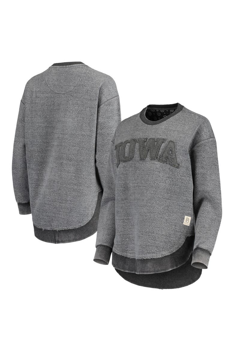 Women's Pressbox Black Iowa Hawkeyes Ponchoville Pullover Sweatshirt, Main, color, Black