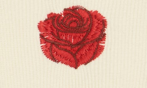 Elie Tahari Embroidered Rose Sweater In White