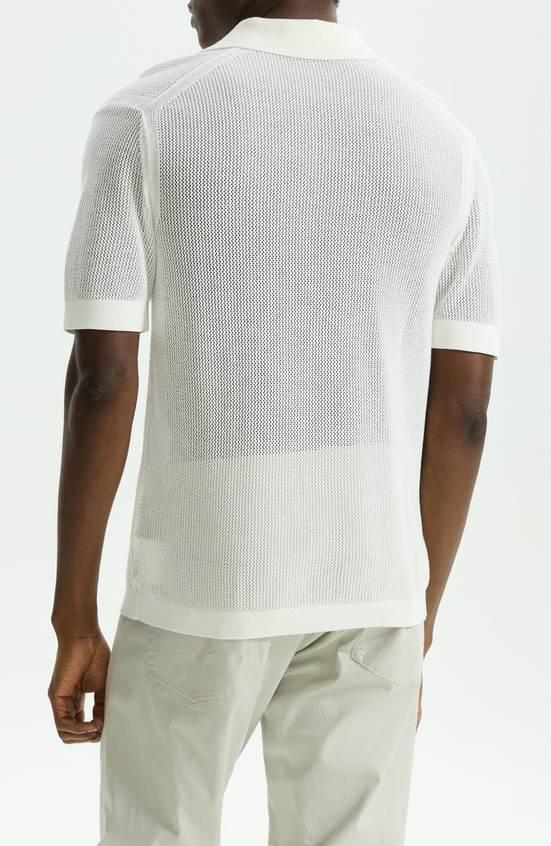 Theory Cairn Johnny Collar Mesh Polo, Alternate, color, Ivory
